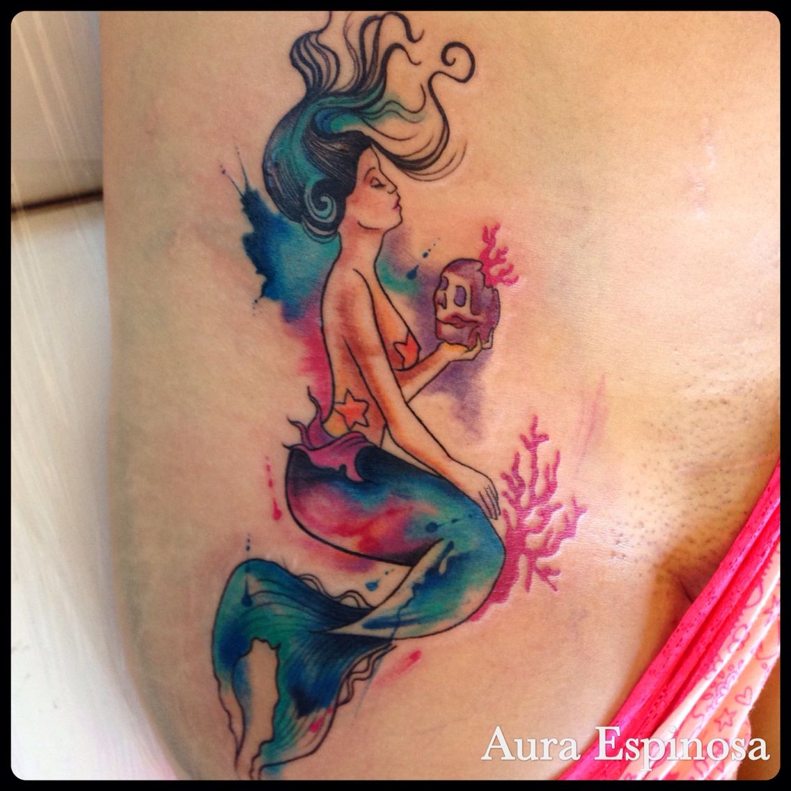 1136x1136 Watercolor Mermaid Tattoo Done By Our Resident Artist Aura - Watercolor Mermaid Tattoo