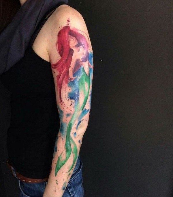 600x682 Beautiful Mermaid Tattoo Ideas Tattoo Ideas - Watercolor Mermaid Tattoo