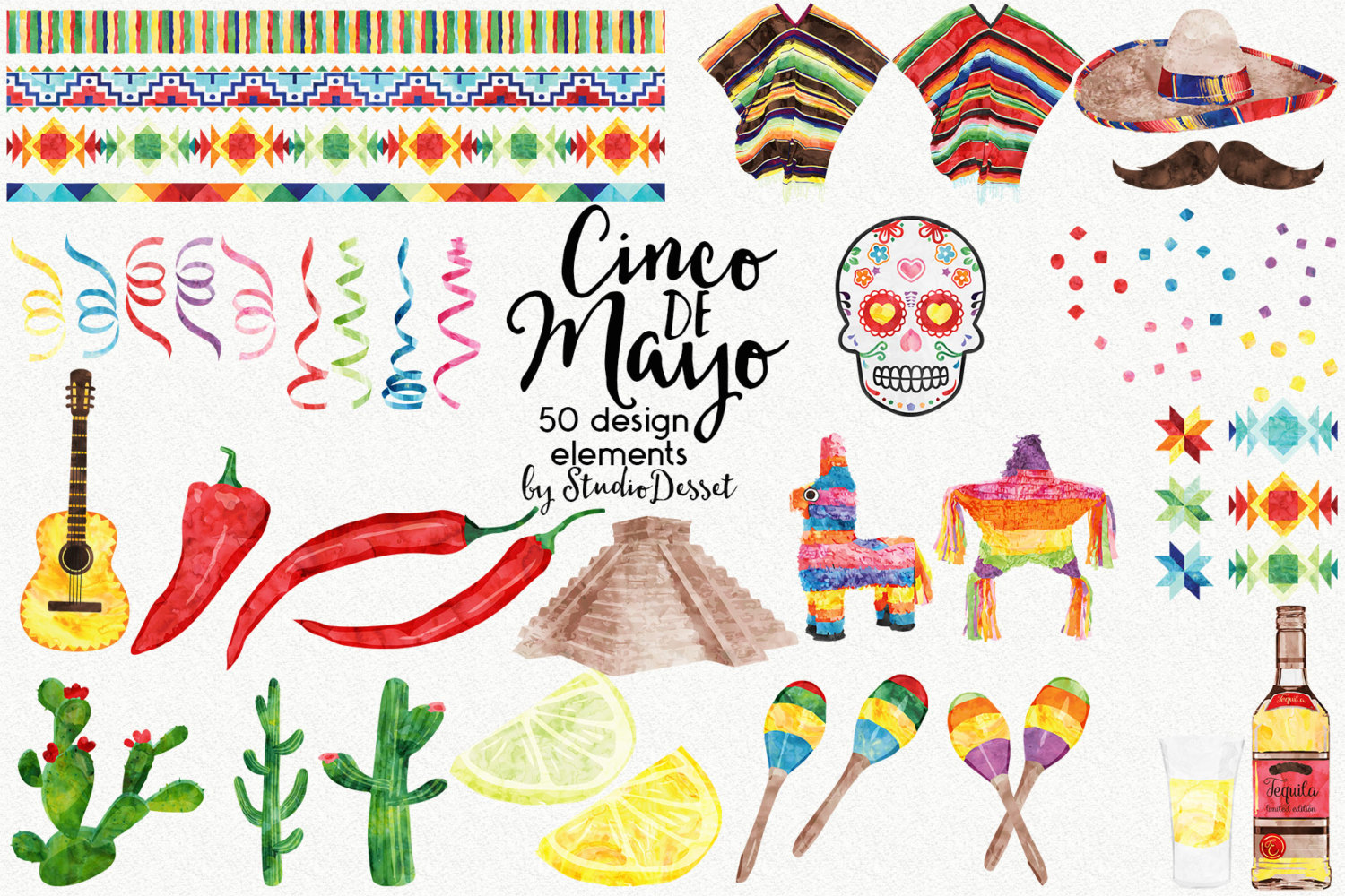 1500x1000 Mexican Clipart Watercolor ~ Frames ~ Illustrations ~ Hd Images - Watercolor Mexico