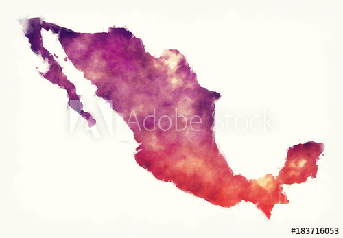 500x347 Mexico Watercolor Map In Front Of A White Background - Watercolor Mexico