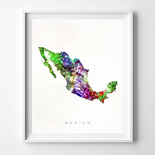 500x500 Mexico Watercolor Map Home Decor Wall Art Poster - Watercolor Mexico