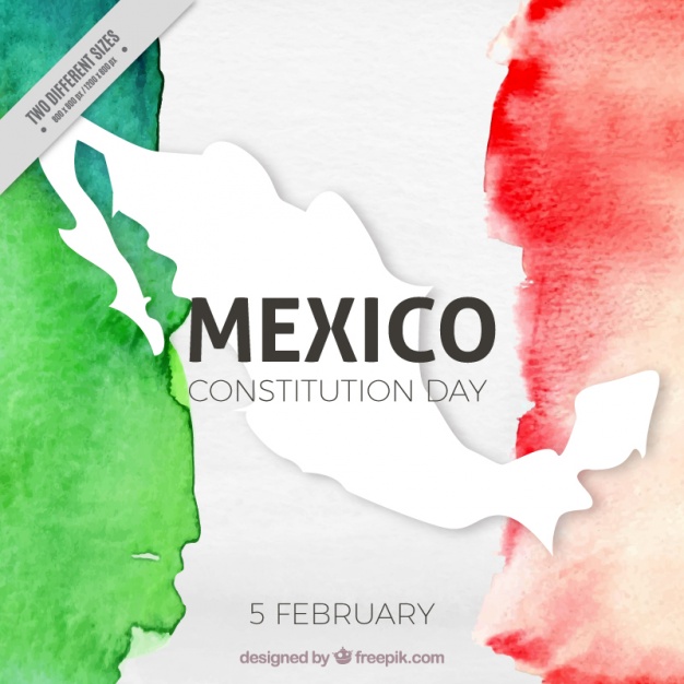 626x626 Consitution Day Background With Watercolor Mexico Flag Vector - Watercolor Mexico