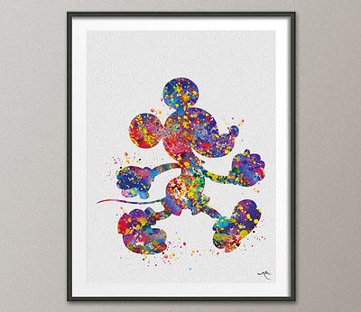 400x346 Mickey Mouse Disney Castle Watercolor Cartoon Decor Wall Art Print - Watercolor Mickey Mouse