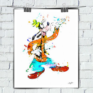 300x300 Mickey Mouse Watercolor Art Print On Canvas Painting Disney Home - Watercolor Mickey Mouse
