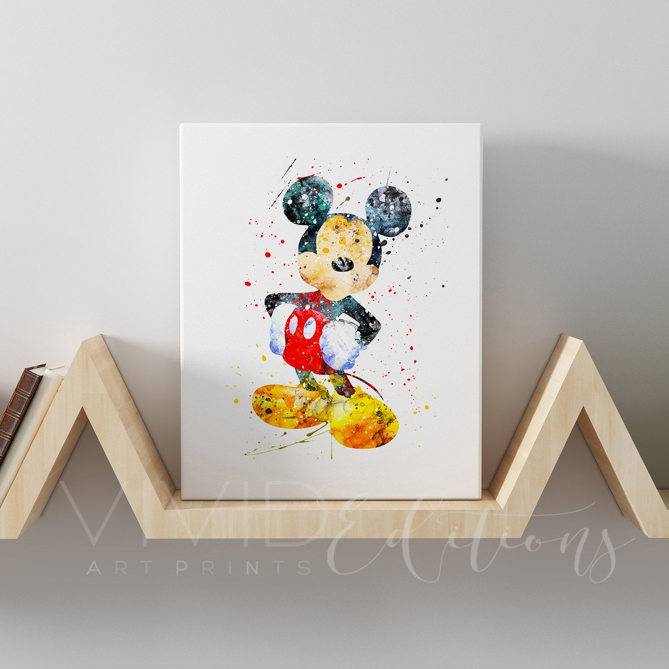 1362x1362 Mickey Mouse Watercolor Gallery Wrapped Canvas Art Watercolor - Watercolor Mickey Mouse