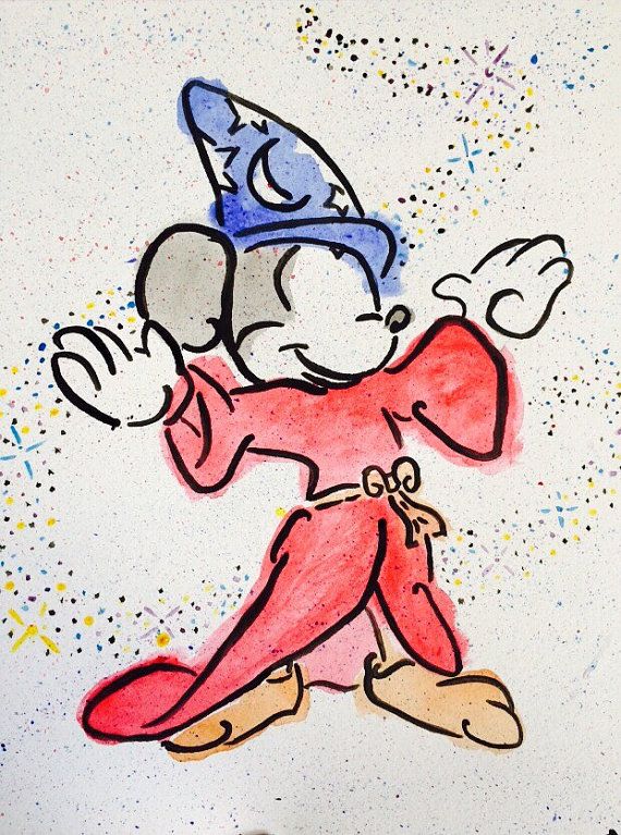 570x767 Sorcerers Apprentice Mickey Mouse In Watercolor By Subthingkrafty - Watercolor Mickey Mouse