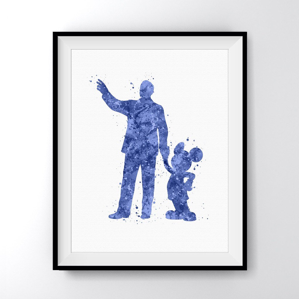 1024x1024 Walt Disney Mickey Mouse Quote Art Print Poster - Watercolor Mickey Mouse