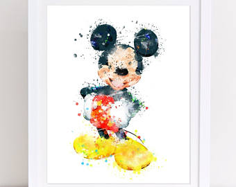 340x270 Disney Watercolor Etsy - Watercolor Mickey Mouse