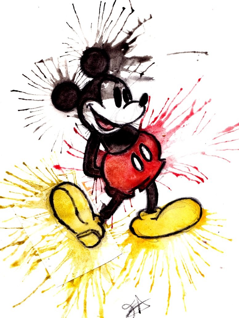 776x1029 Fantastic Bright Watercolor Mickey Mouse Tattoo Design - Watercolor Mickey Mouse