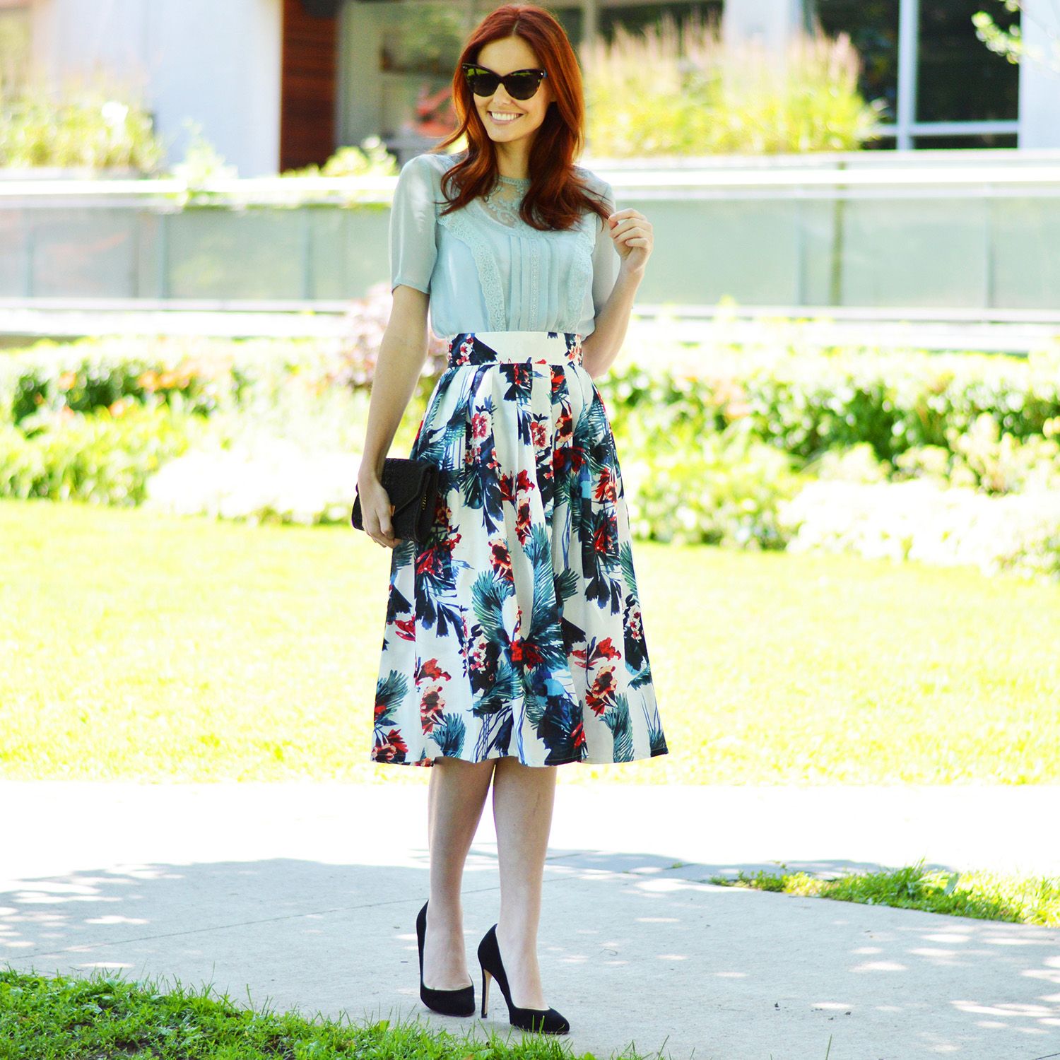 1500x1500 Flower De Luce Floral Watercolor Midi Skirt Outfits - Watercolor Midi Skirt