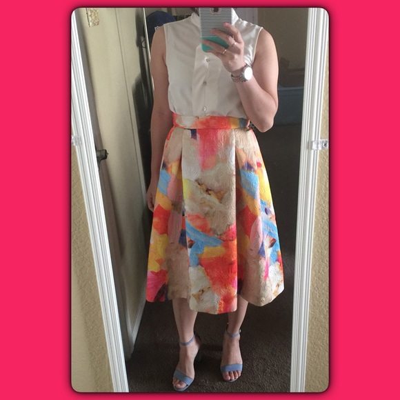 580x580 Hampm Skirts Hm Watercolor Midi Skirt Size 2 Poshmark - Watercolor Midi Skirt