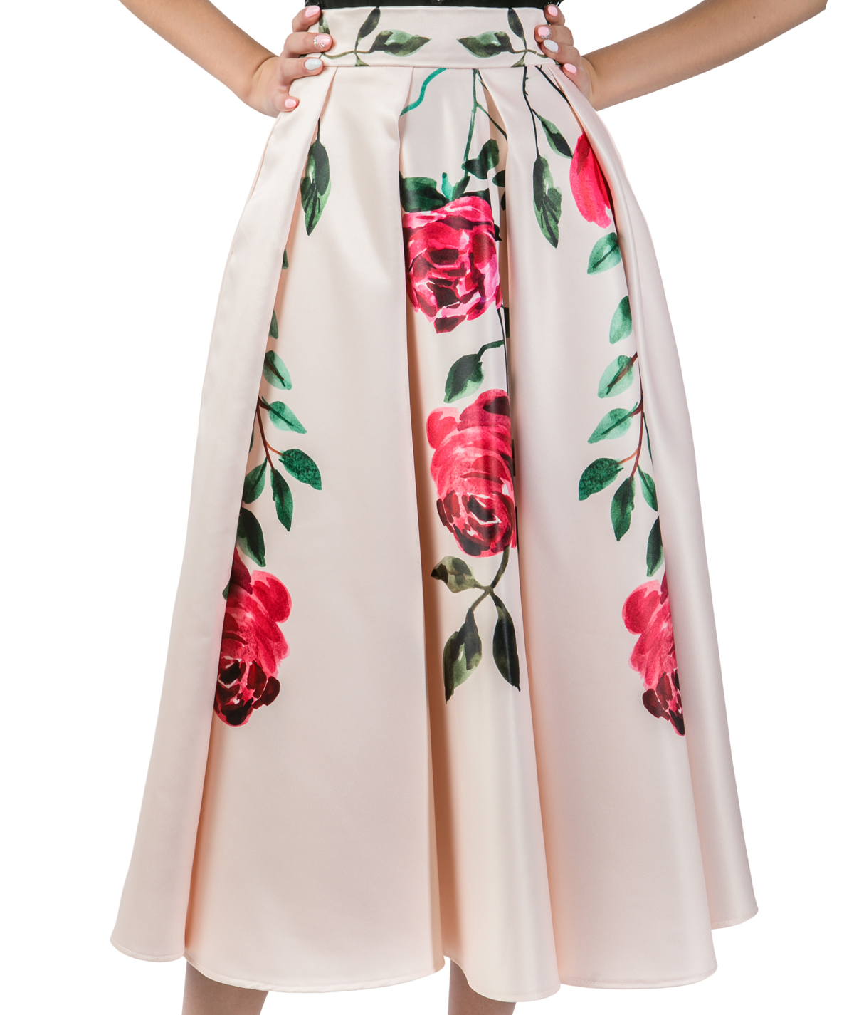 1200x1425 Rose Midi Cocktail Skirt Sinestezic - Watercolor Midi Skirt