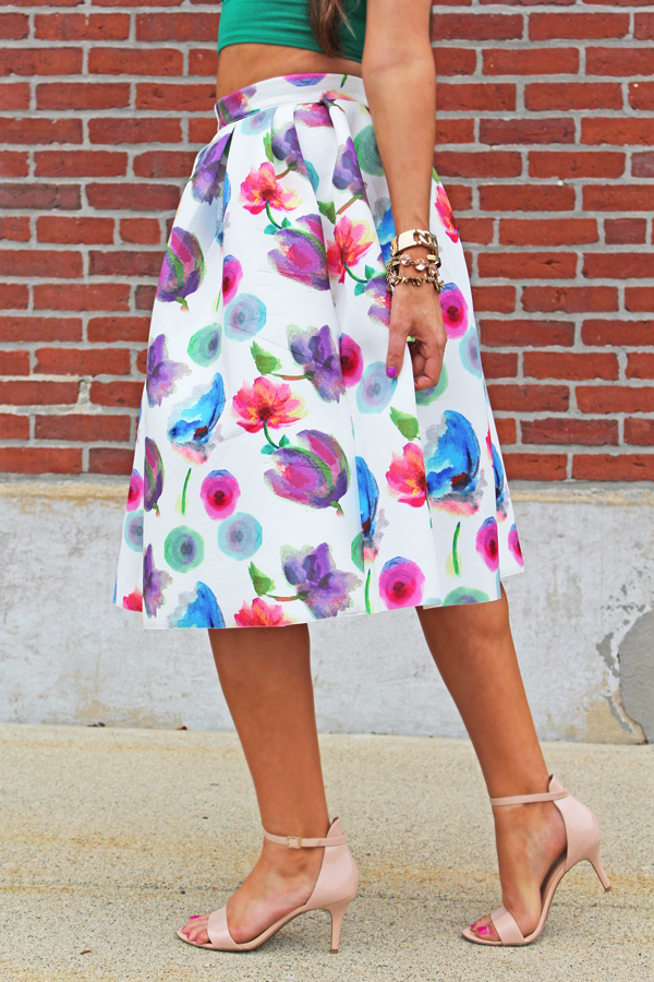 600x900 Watercolor Floral Midi - Watercolor Midi Skirt