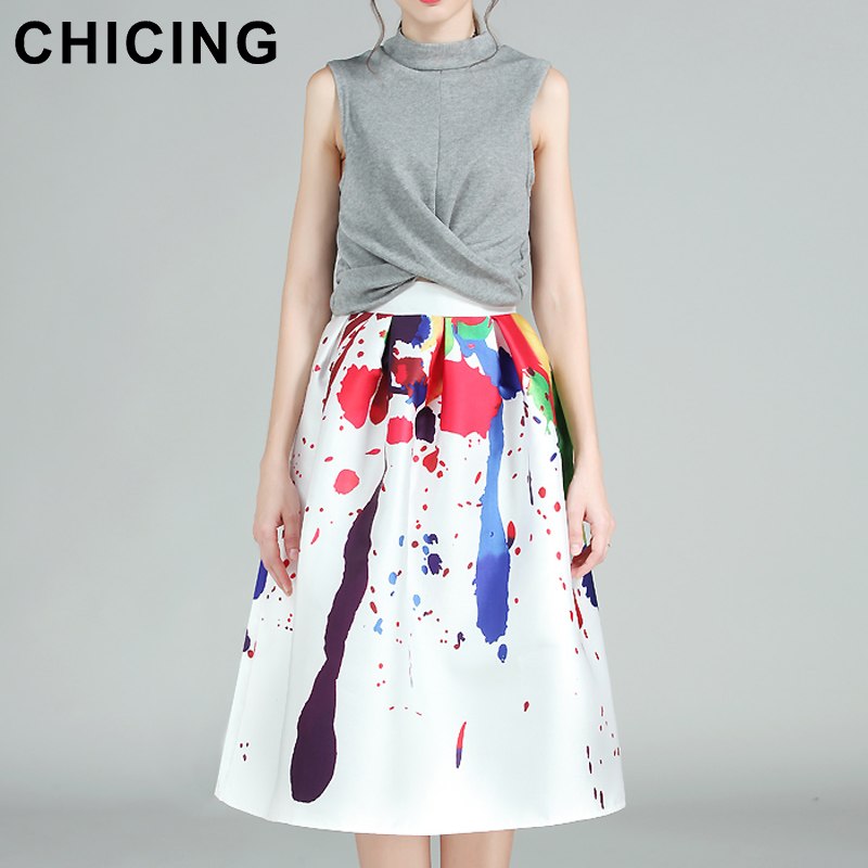 800x800 Chicing Graffiti Colorful Oil Painting Midi Skirts Womens 2016 - Watercolor Midi Skirt