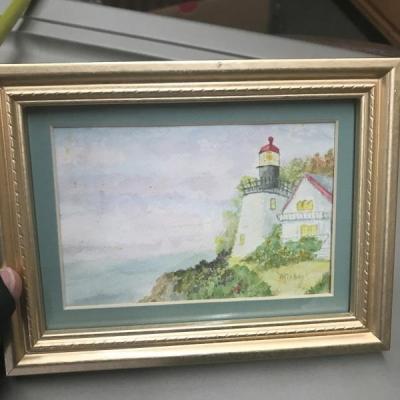 400x400 Framed Watercolor Miniatures Lighthouse By Mickey - Watercolor Miniatures