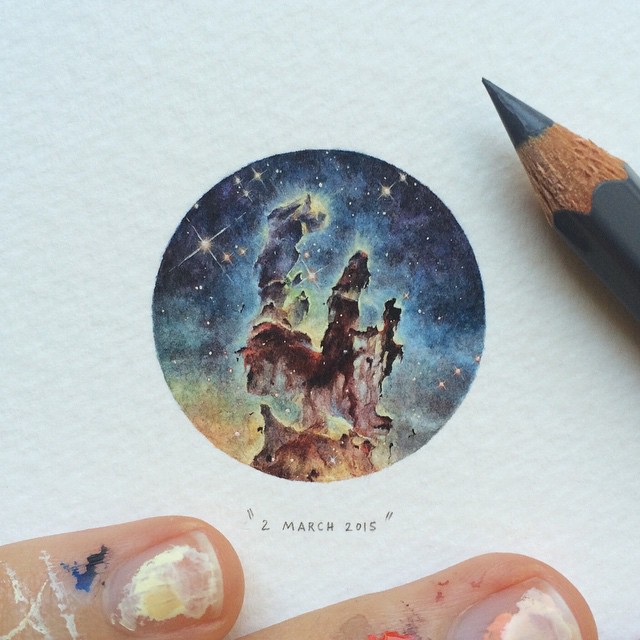 640x640 Miniature Watercolor Paintings Of Space By Lorraine Loots - Watercolor Miniatures