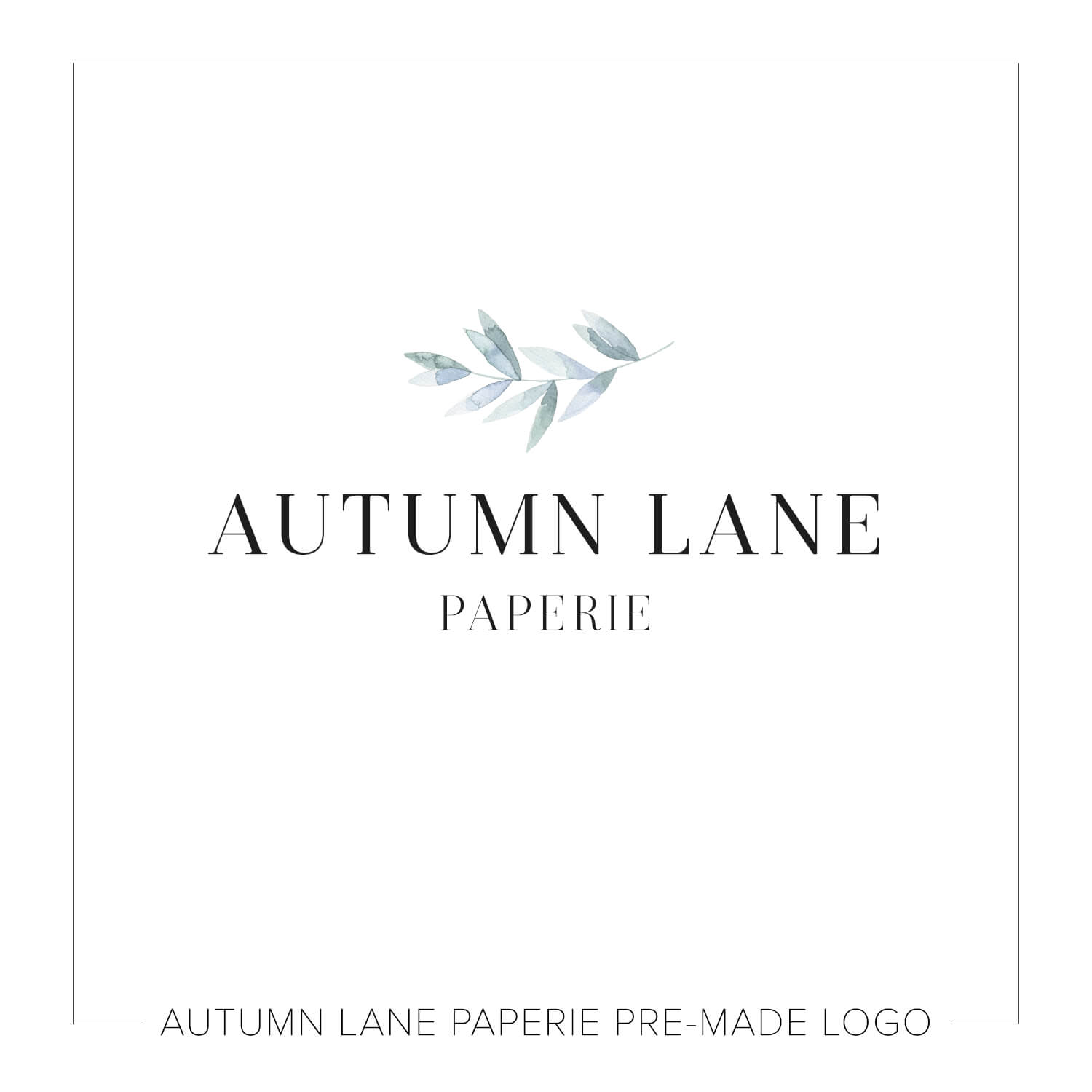 1500x1500 Minimalist Watercolor Leaf Branch Logo J71 Autumn Lane Paperie - Watercolor Minimalist