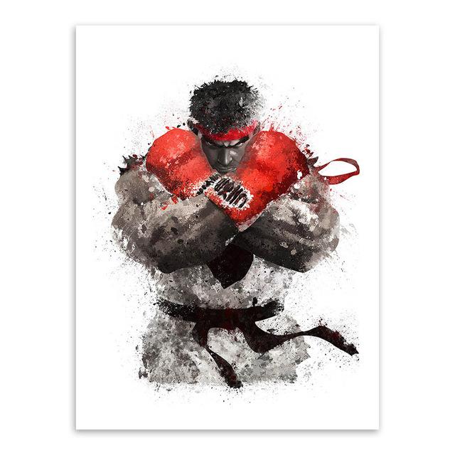 640x640 Modern Watercolor Minimalist Street Fighter Ryu Canvas A4 Art - Watercolor Minimalist