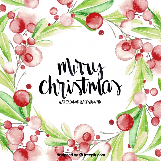 626x626 Merry Christmas Watercolor Mistletoe Background Vector Free Download - Watercolor Mistletoe