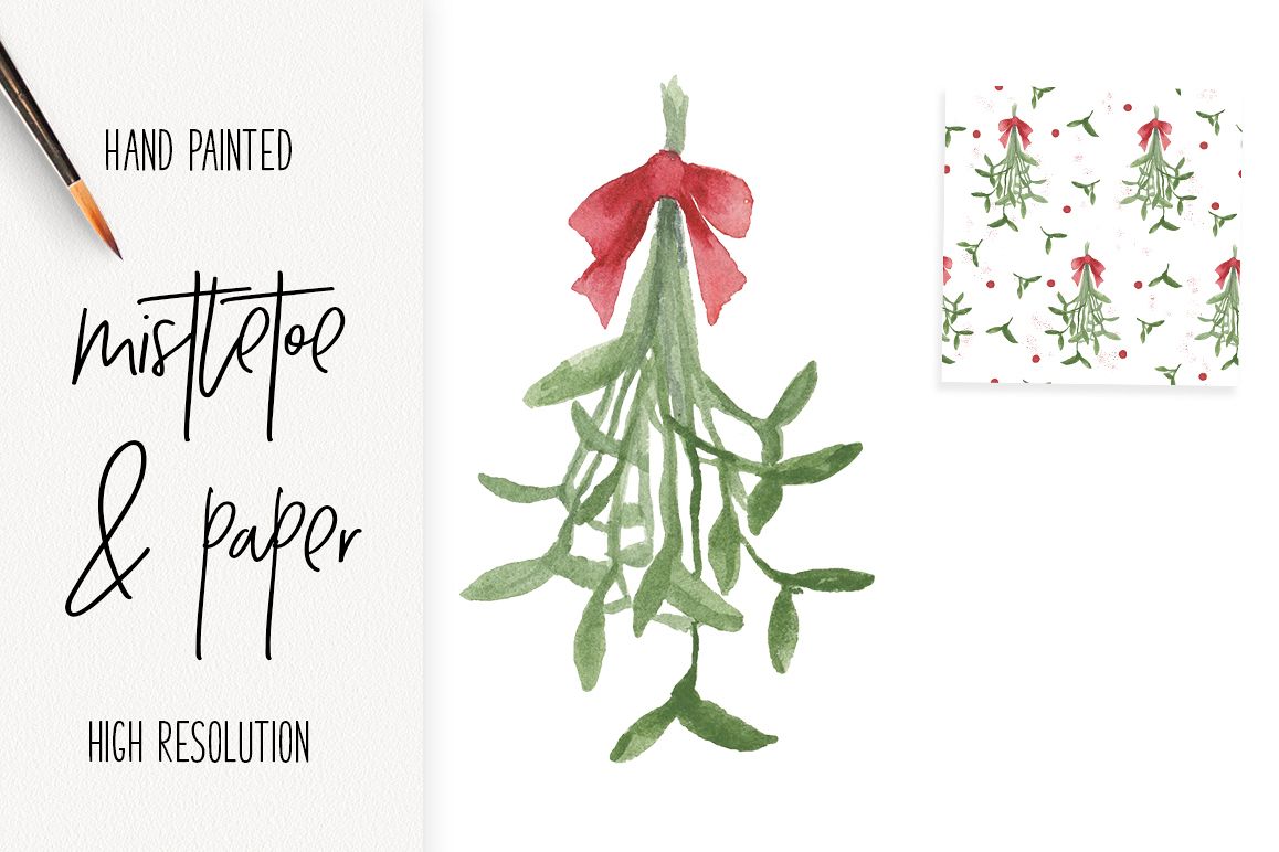 1158x772 Watercolor Mistletoe Clip Art And Paper Christmas Fun! - Watercolor Mistletoe