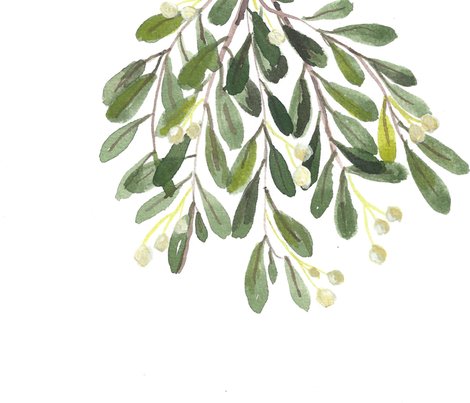470x403 Watercolor Mistletoe Giftwrap - Watercolor Mistletoe