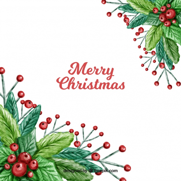 626x626 Watercolor Mistletoe Background Vector Free Download - Watercolor Mistletoe