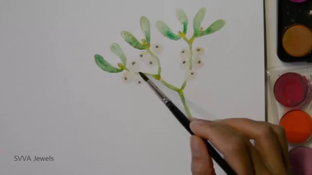 1280x720 How To Paint Mistletoe In Watercolor - Watercolor Mistletoe