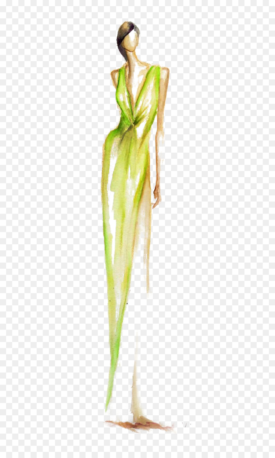 900x1500 Fashion Illustration Model Watercolor Painting Illustration - Watercolor Model