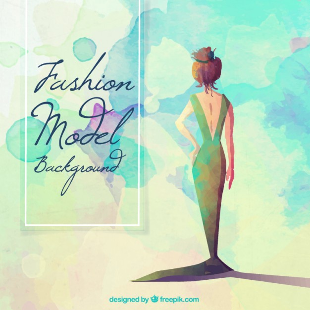 626x626 Fashion Model With Watercolor Background Vector Free Download - Watercolor Model