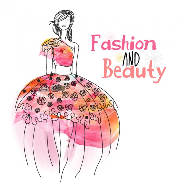 626x626 Sketch Of Model With Watercolor Dress Vector Premium Download - Watercolor Model