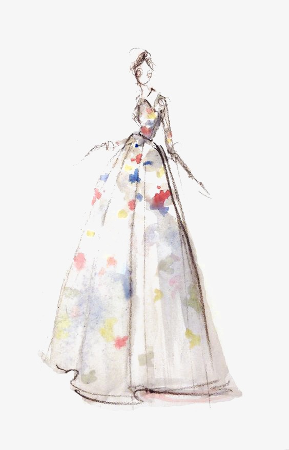 564x879 White Dress, Creative Dress, Watercolor Dress, Model Png Image And - Watercolor Model
