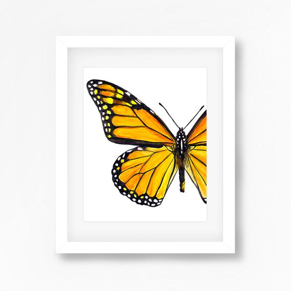 570x570 Monarch Butterfly Watercolor Fine Art Print Etsy - Watercolor Monarch Butterfly