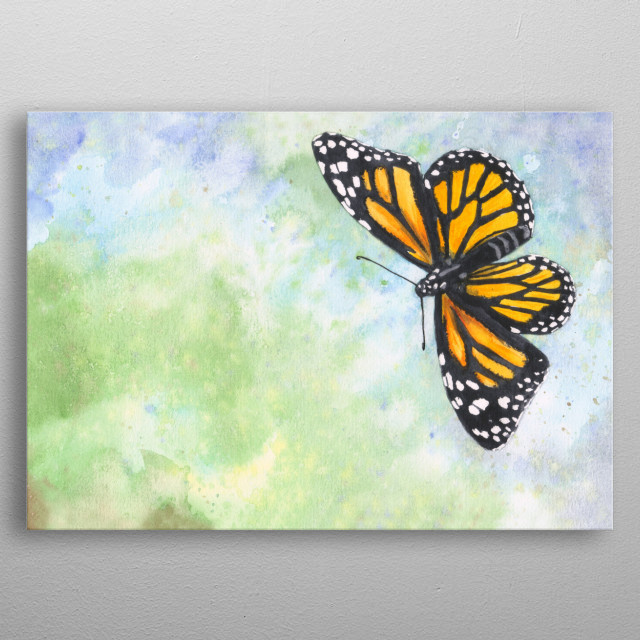 640x640 Monarch Butterfly Watercolor... By Metal Posters - Watercolor Monarch Butterfly