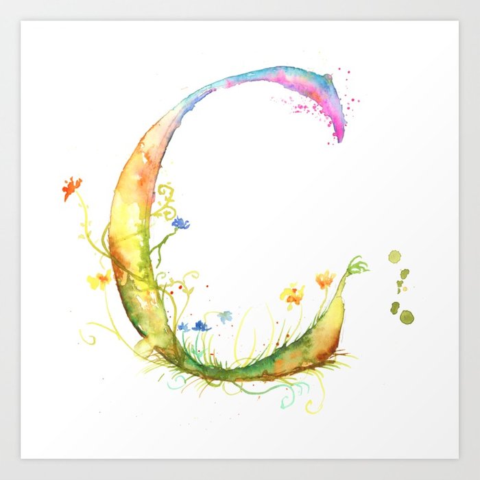 700x700 Letter C Watercolor - Watercolor Monogram