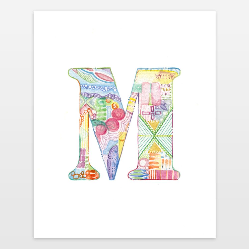 1000x1000 Letter M - Watercolor Monogram