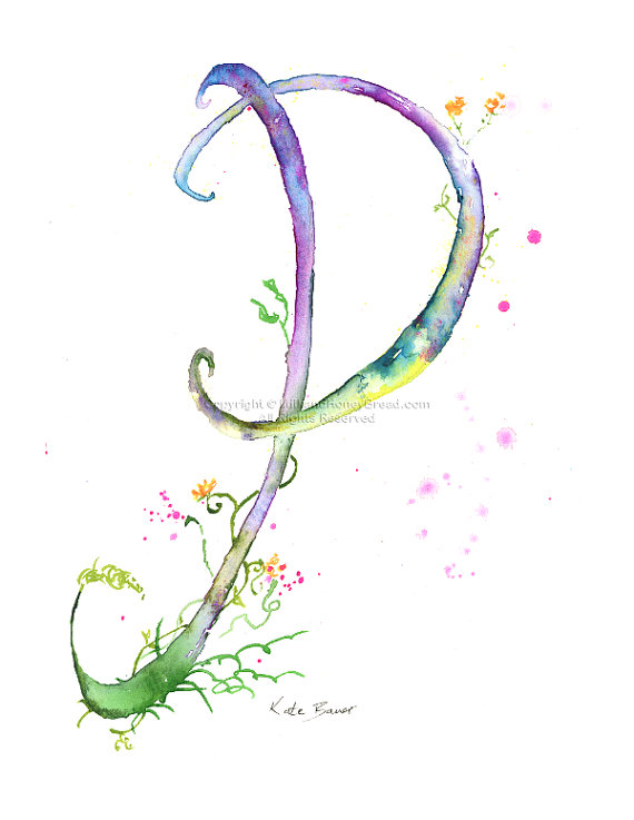 570x737 Letter P - Watercolor Monogram