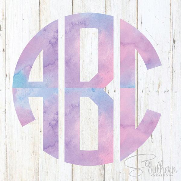 600x600 Watercolor Monogram Decal Sew Southern Designs - Watercolor Monogram