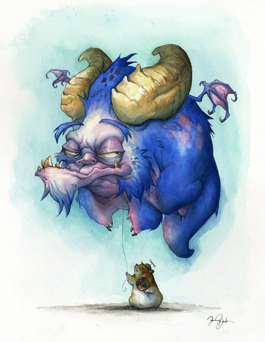 543x700 Illustration Art The Art Of Danny Beck - Watercolor Monster
