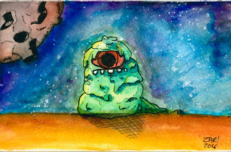 800x528 Slime Monster Watercolor By Zarl Png - Watercolor Monster