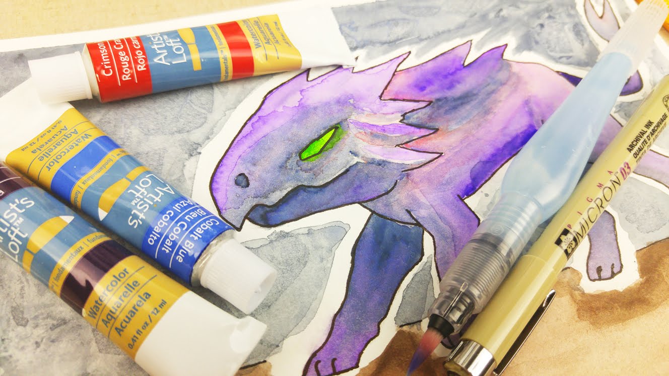 1328x747 Watercolor Painting Lizard Monster Artwork Speedpaint Illustration - Watercolor Monster