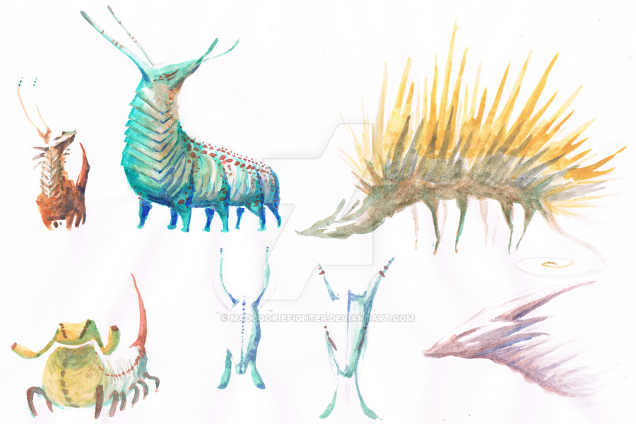 900x600 Watercolor Monster Concepts 2 By Madcookiefighter - Watercolor Monster