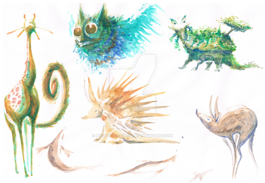 900x621 Watercolor Monster Concepts By Madcookiefighter - Watercolor Monster