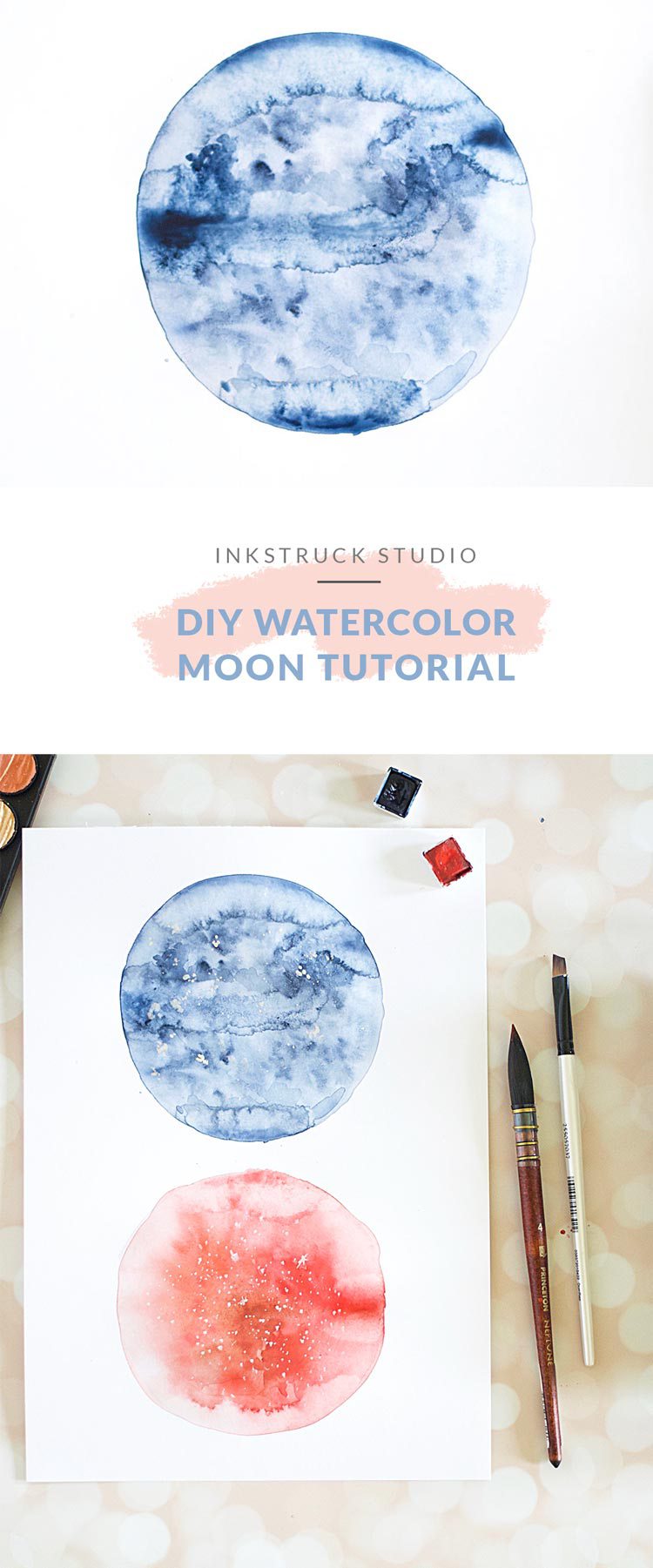 750x1801 Watercolor Moon Diy Inksrtuck Studio - Watercolor Moon