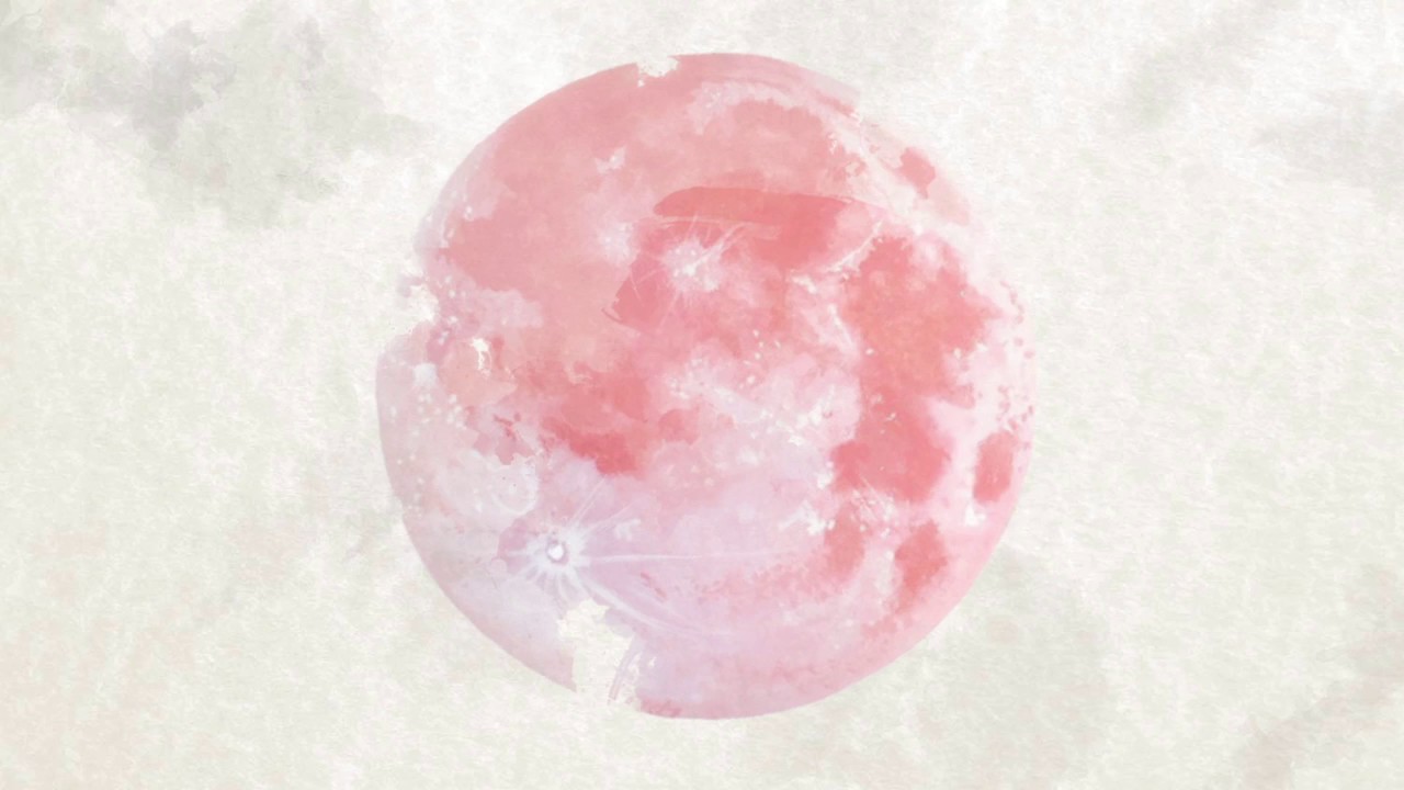 1280x720 Watercolor Pink Moon - Watercolor Moon