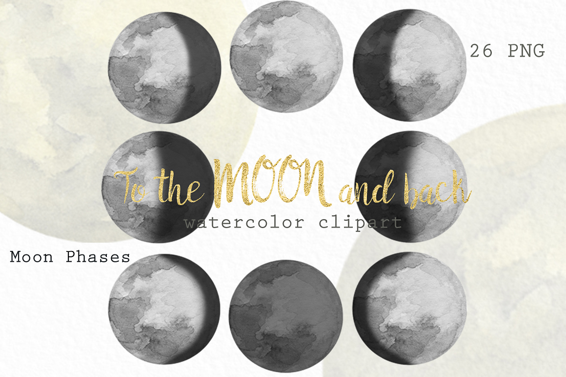 1160x772 Watercolor Moon Phases Clipart. By Labfcreations - Watercolor Moon