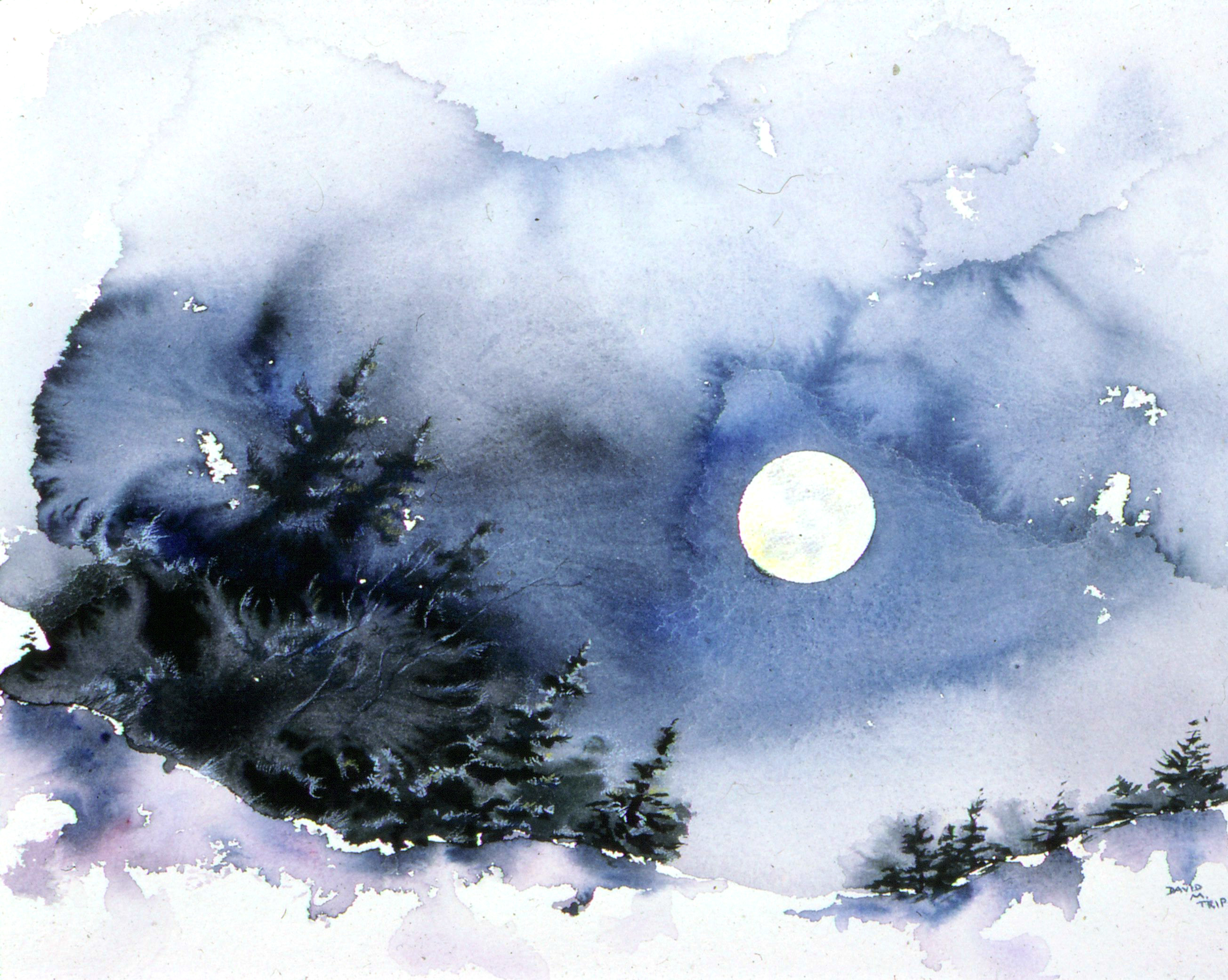 2608x2080 Full Moon, January 30, 2010 Recollections 54 The Art Of David Tripp - Watercolor Moon