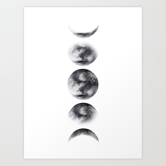 700x700 Moon Phases Watercolor Painting Art Print By Ccartstudio Society6 - Watercolor Moon Phases