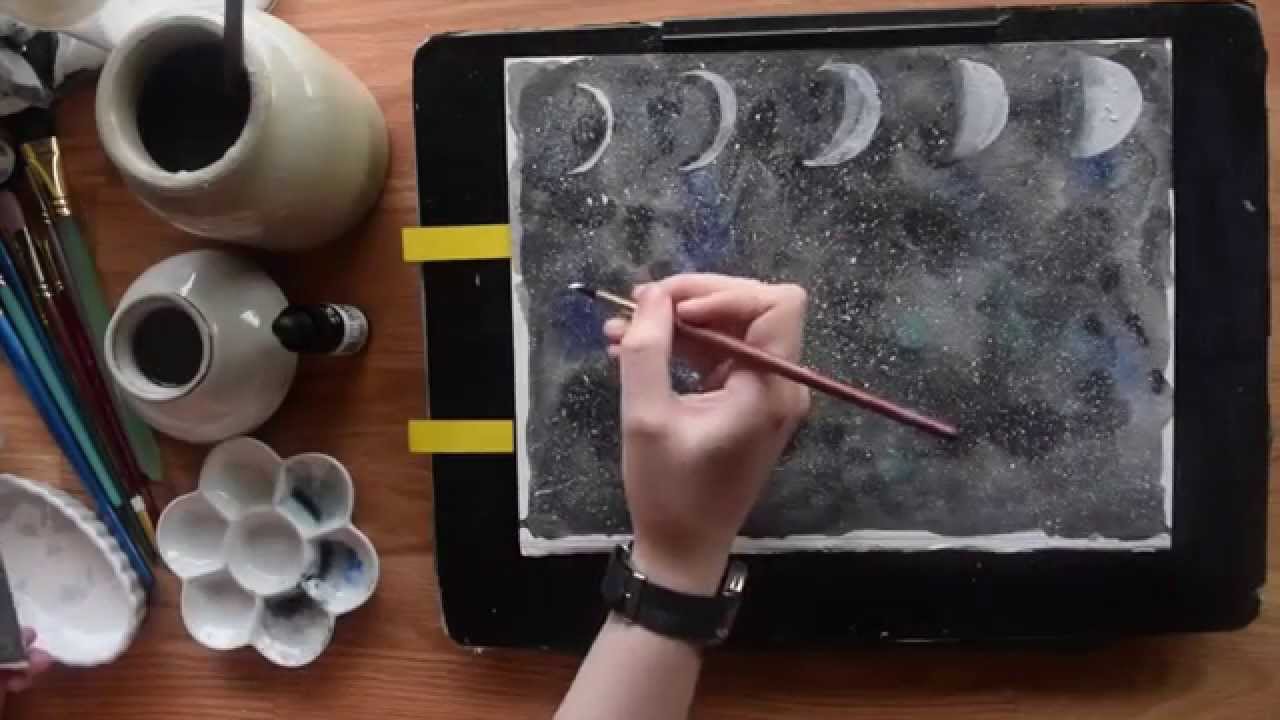 1280x720 Speed Painting ~ Watercolor Phases Of The Moon - Watercolor Moon Phases