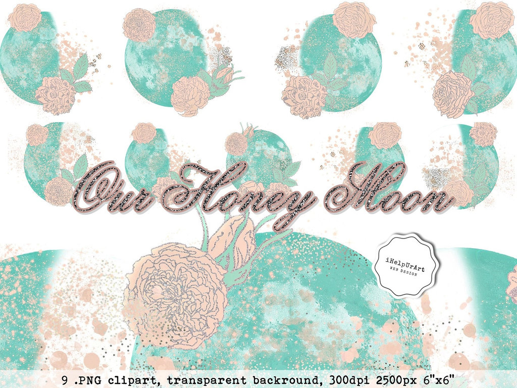 1024x768 Watercolor Moon Phases Clipart By Icatchurdream - Watercolor Moon Phases