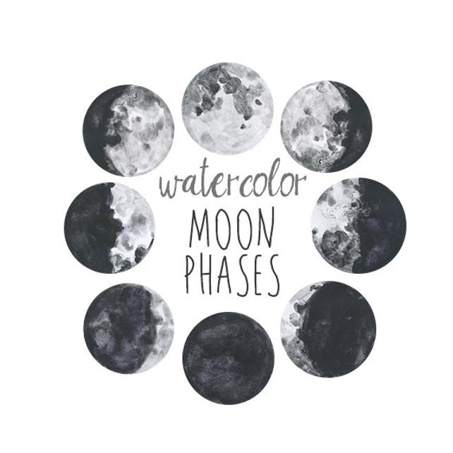 642x642 Watercolor Moon Phases Lunar Chart Clip Art Digital Download Etsy - Watercolor Moon Phases
